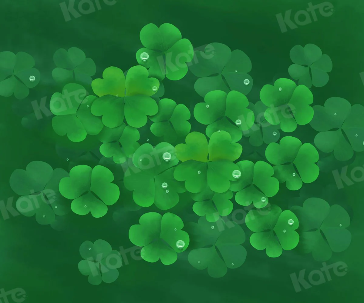 Kate St. Patrick's Day Green Clovers Lucky Backdrop for Photography - Image 5