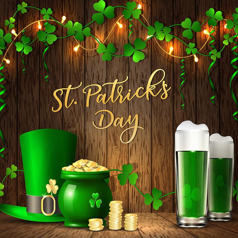 Kate St. Patrick's Day Shamrock Wood Beers Backdrop for Photography - Image 3