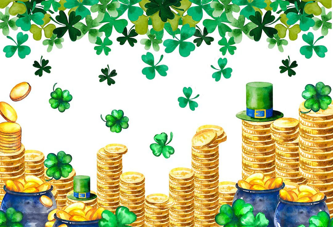 Kate St. Patrick's Day Shamrocks Gold Coin Backdrop Designed by Chain Photography - Image 3