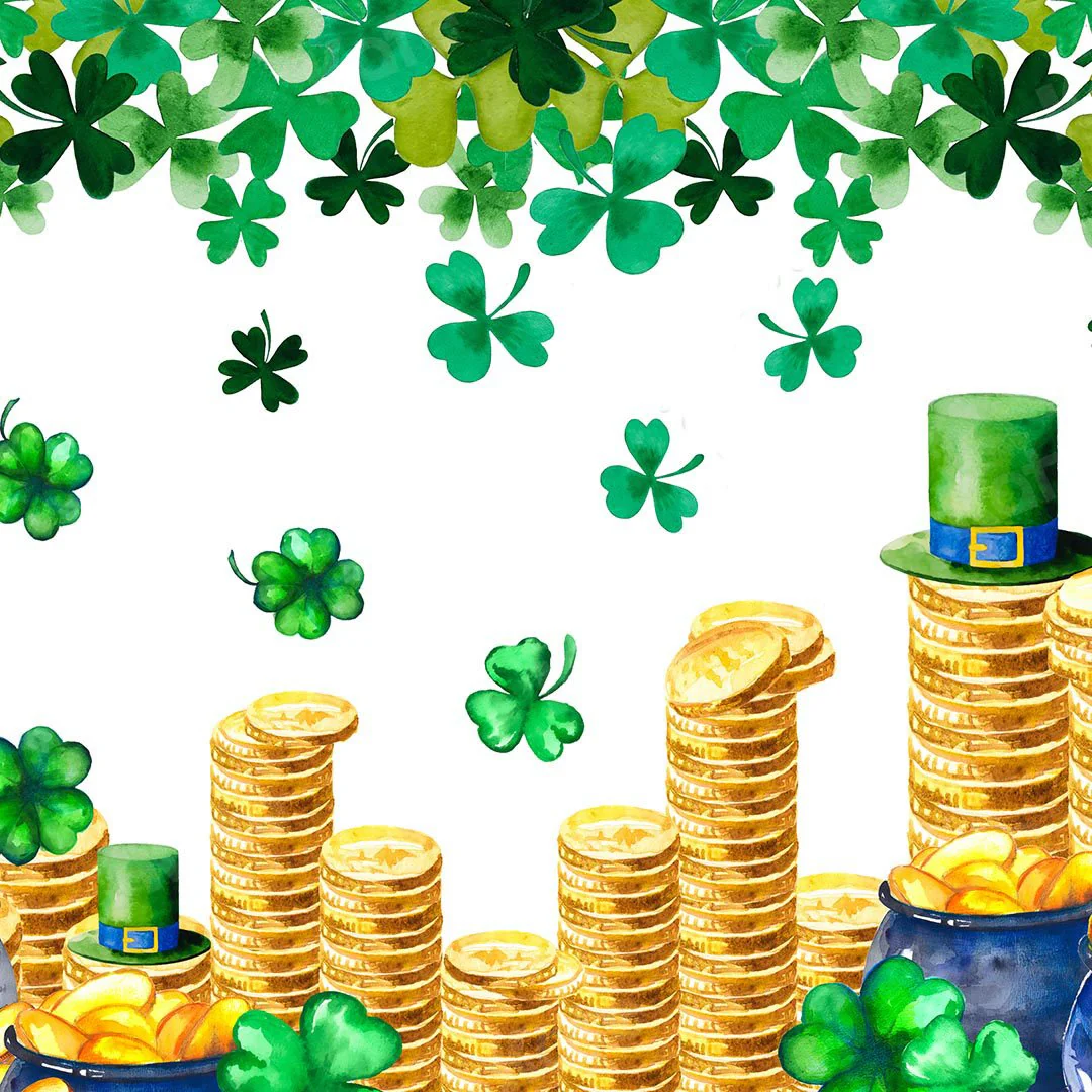 Kate St. Patrick's Day Shamrocks Gold Coin Backdrop Designed by Chain Photography - Image 4