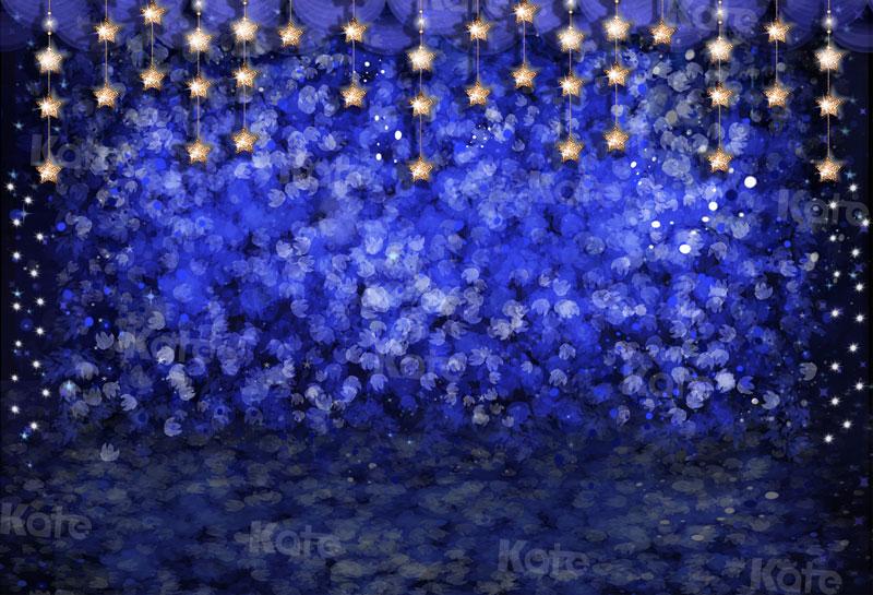 Kate Starry Night Blue Flowers Backdrop for Photography - Image 2