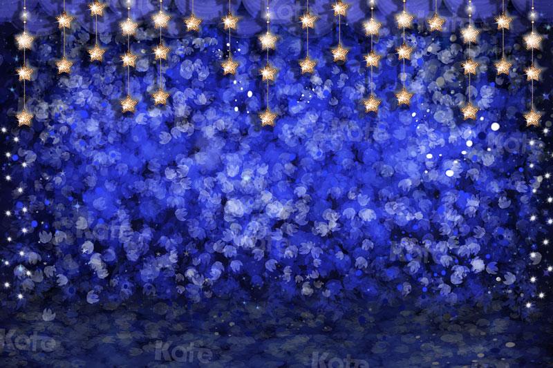 Kate Starry Night Blue Flowers Backdrop for Photography - Image 3