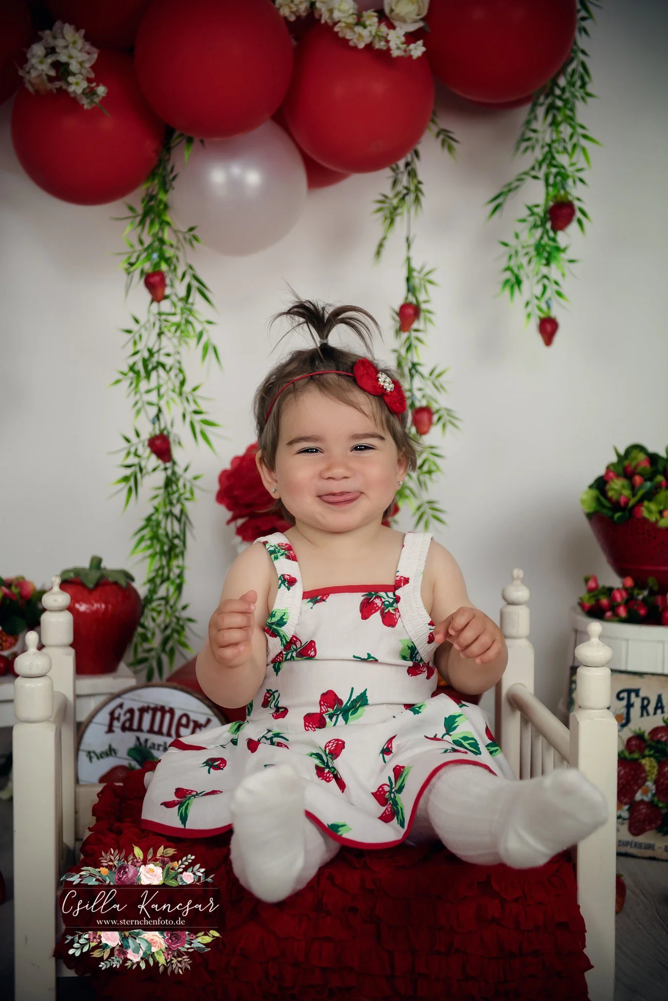 Kate Summer Backdrop Strawberry Apple Red Balloons Designed by Csilla Kancsar - Image 3