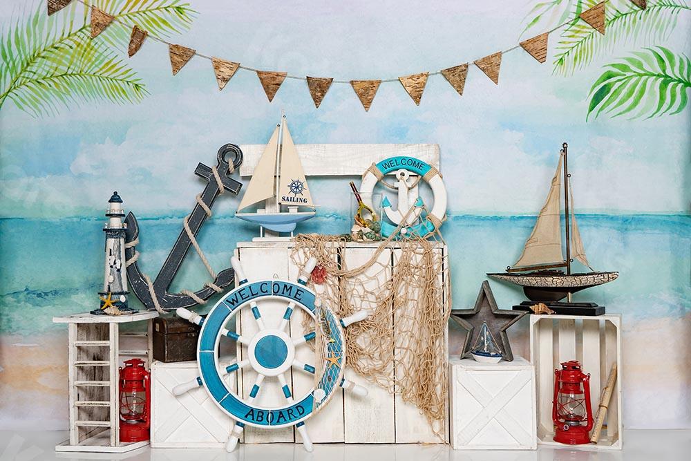 Kate Summer Beach Sailor Sailing Backdrop Designed by Emetselch - Image 4
