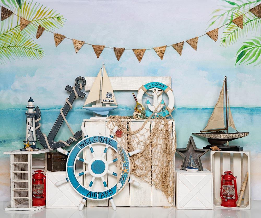 Kate Summer Beach Sailor Sailing Backdrop Designed by Emetselch - Image 6