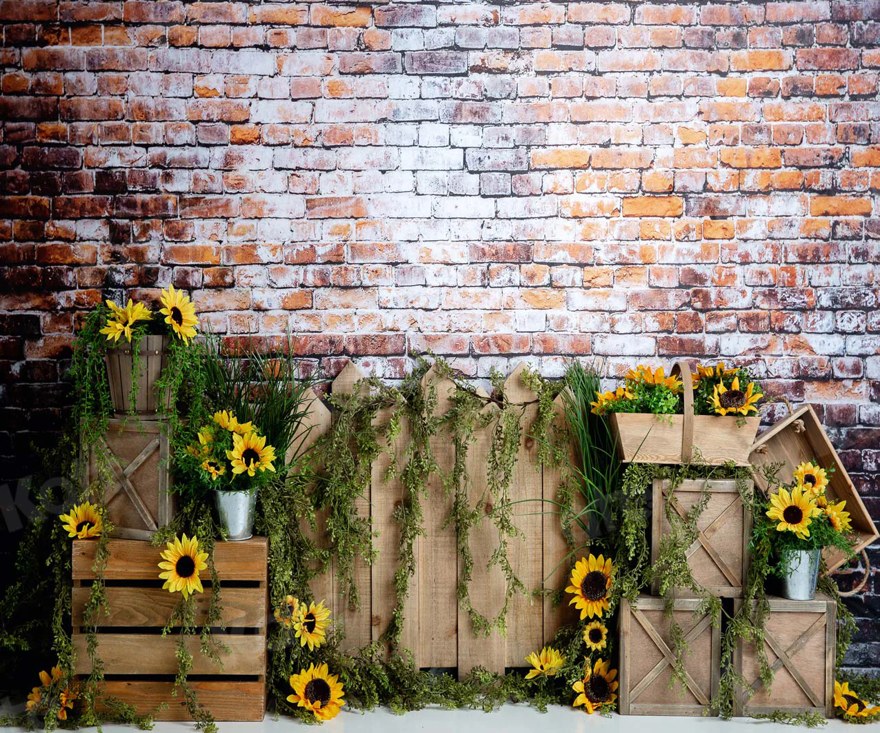 Kate Summer Sunflower Dark Brick Backdrop Designed by Megan Leigh Photography - Image 6