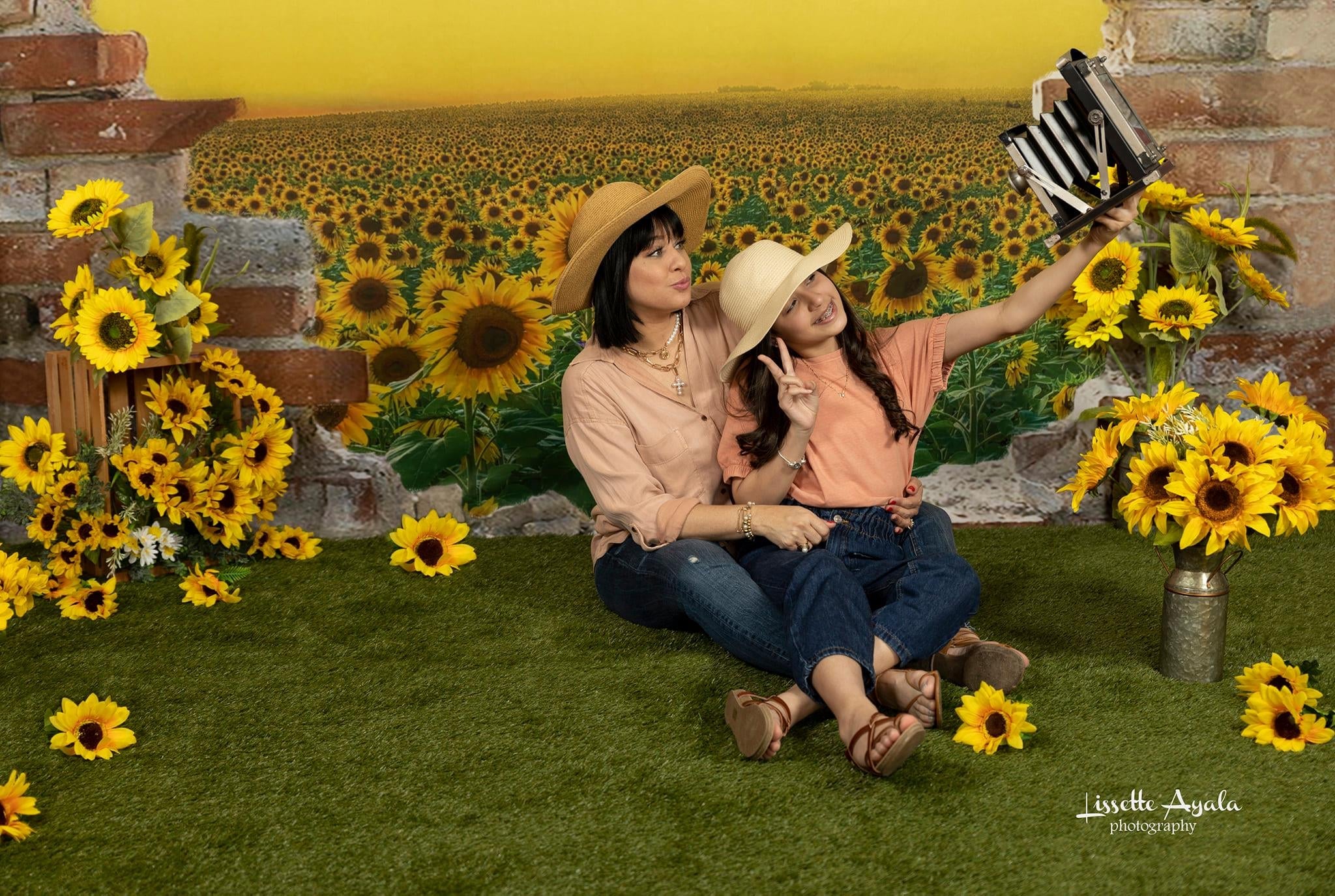 Kate Sunflower Field Backdrop with Broken Wall Designed by Chain Photography - Image 4