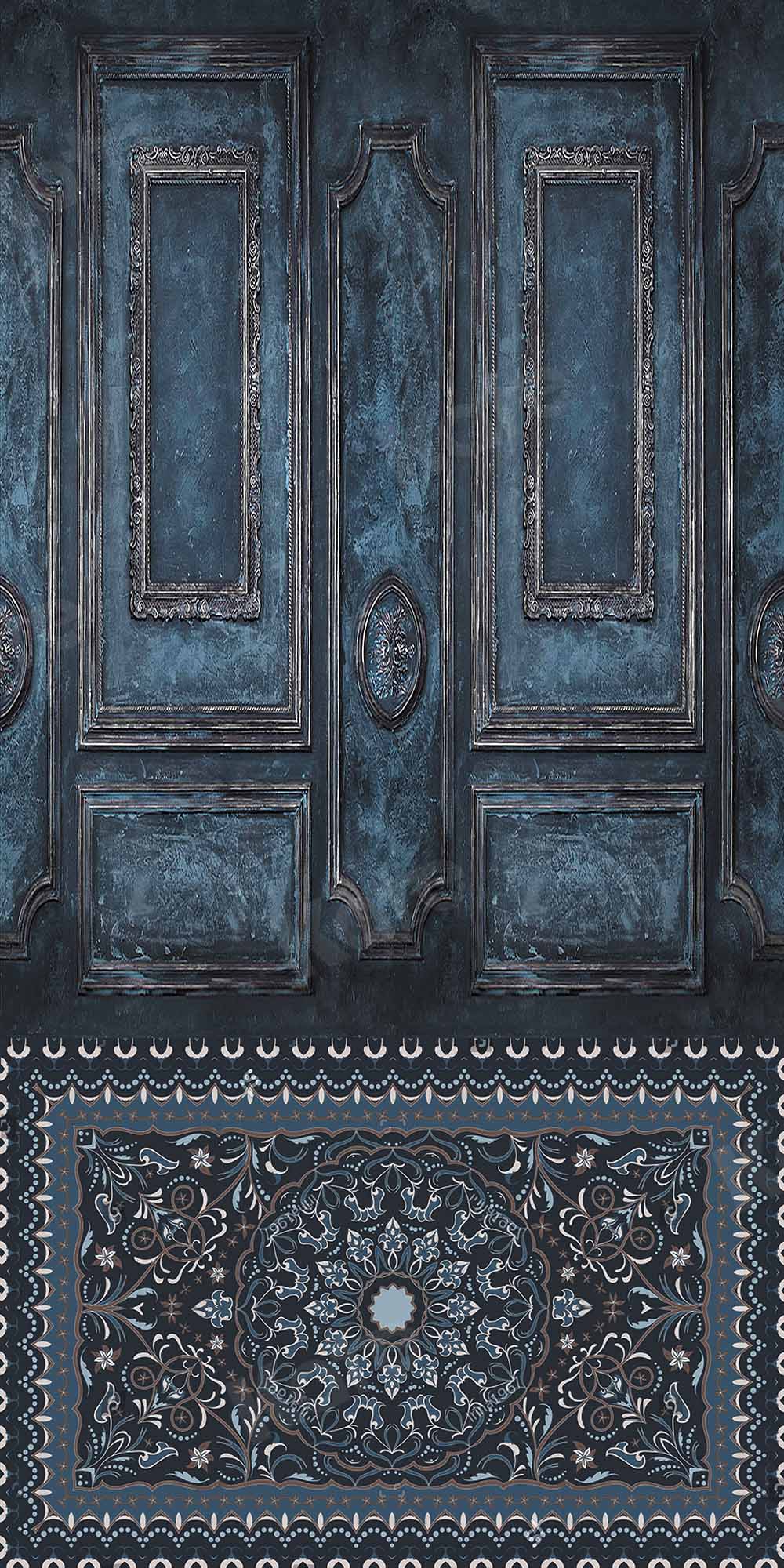 Kate Sweep Blue Retro Wall Carpet Backdrop for Photography - Image 2