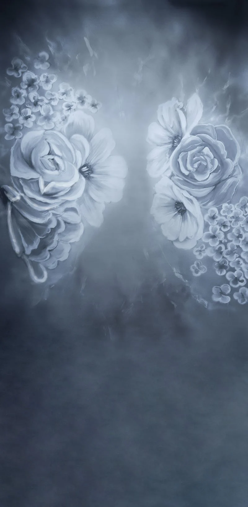 Kate Sweep Denim Blue Florals Backdrop for Photography - Image 2