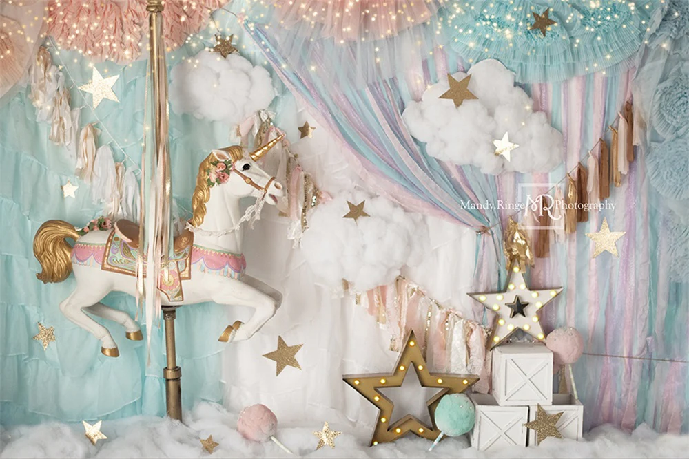 Kate Unicorn Carousel Dreams Backdrop Designed by Mandy Ringe Photography - Image 2