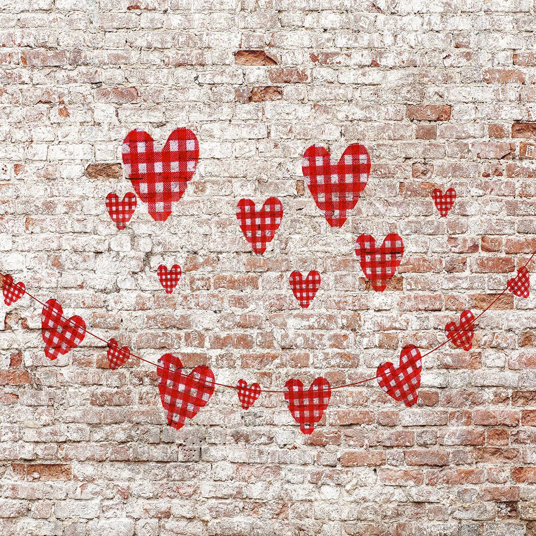 Kate Valentine's Day Hearts Brick Wall Backdrop for photography - Image 4