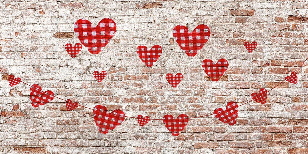 Kate Valentine's Day Hearts Brick Wall Backdrop for photography - Image 6