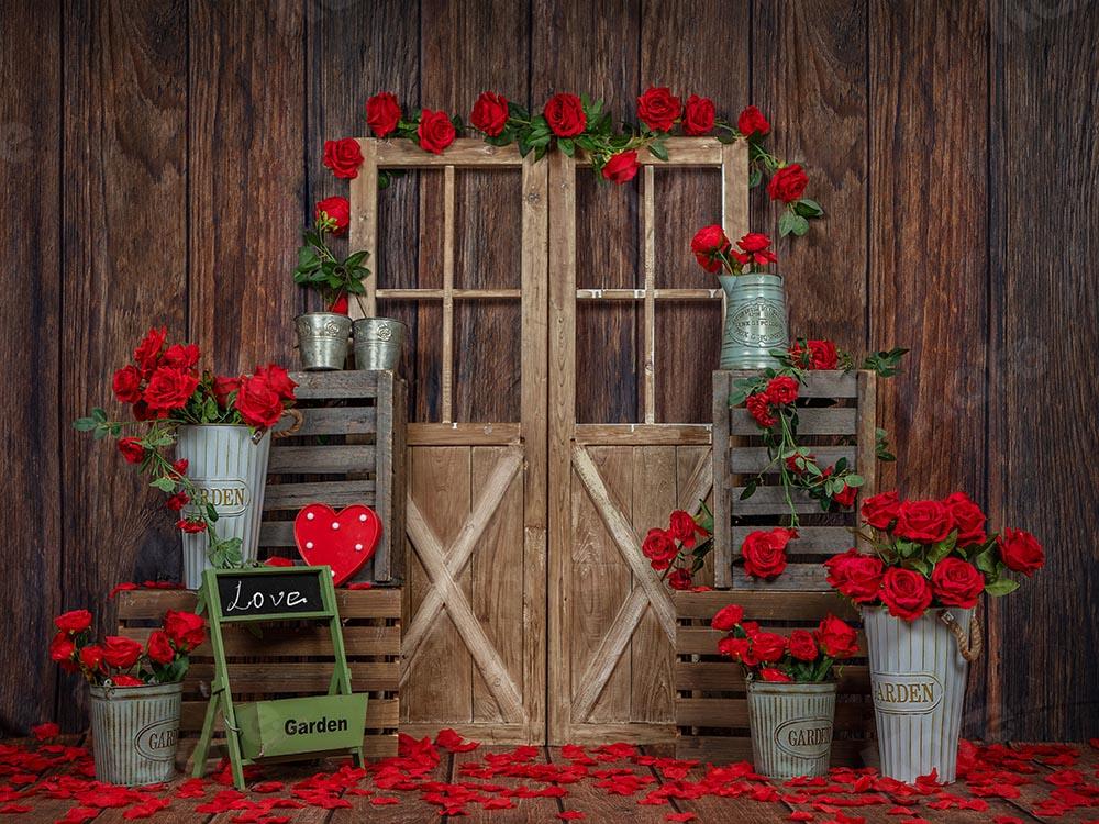 Kate Valentine's Day Rose Wood Door Backdrop Designed by Emetselch - Image 2