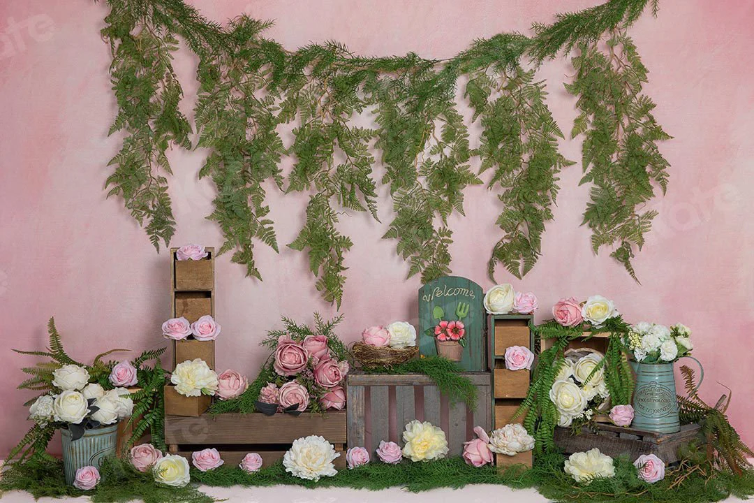 Kate Valentine's Day Roses Vines Pink Backdrop Designed by Emetselch - Image 3