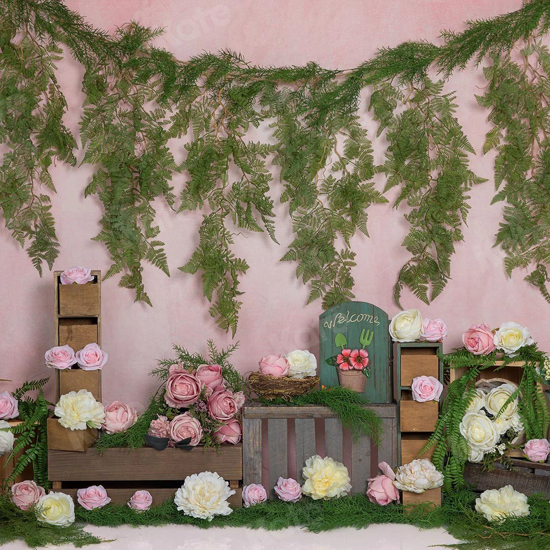 Kate Valentine's Day Roses Vines Pink Backdrop Designed by Emetselch - Image 4