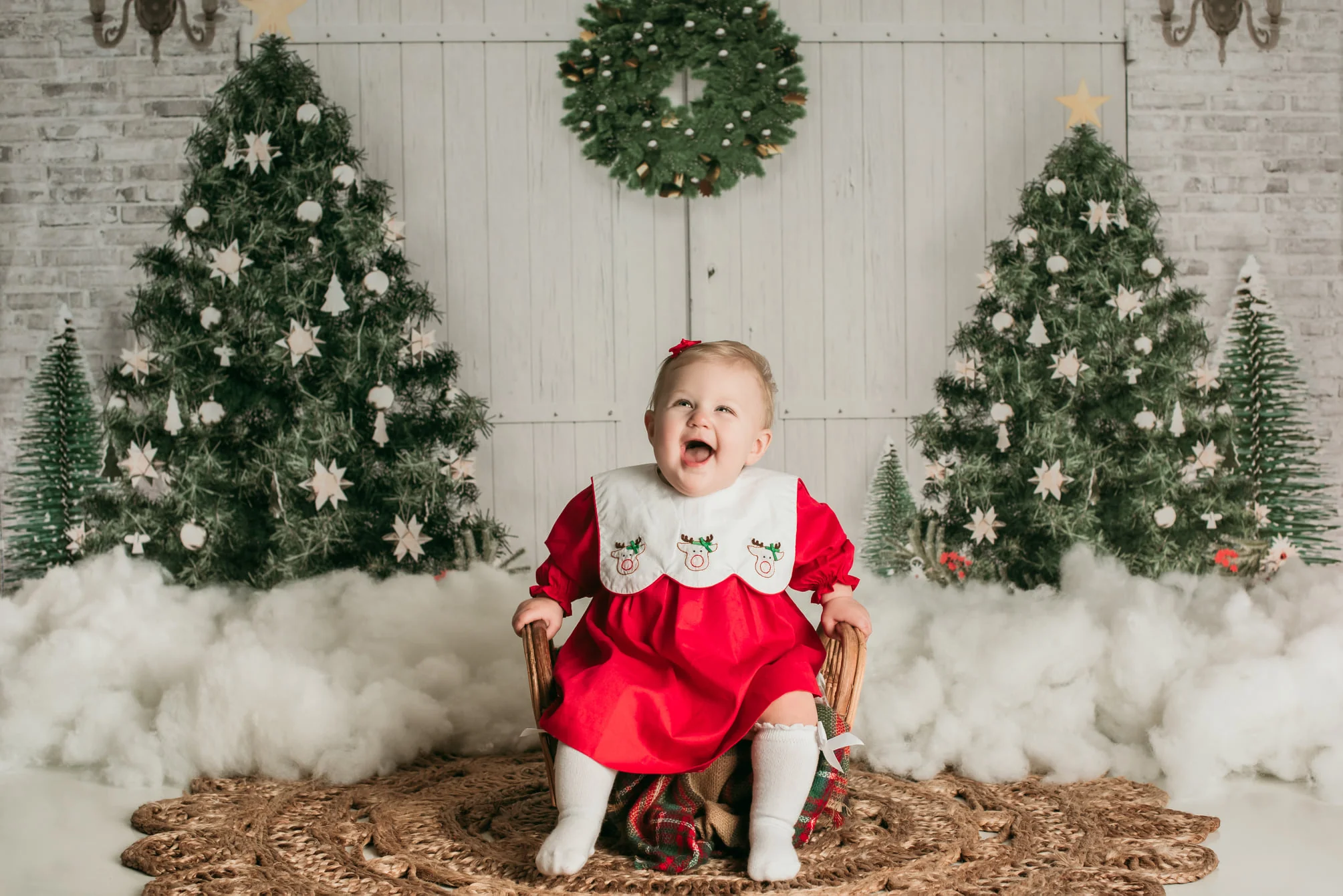 Kate Christmas Backdrop White Door Christmas Trees Designed by Emetselch - Image 3