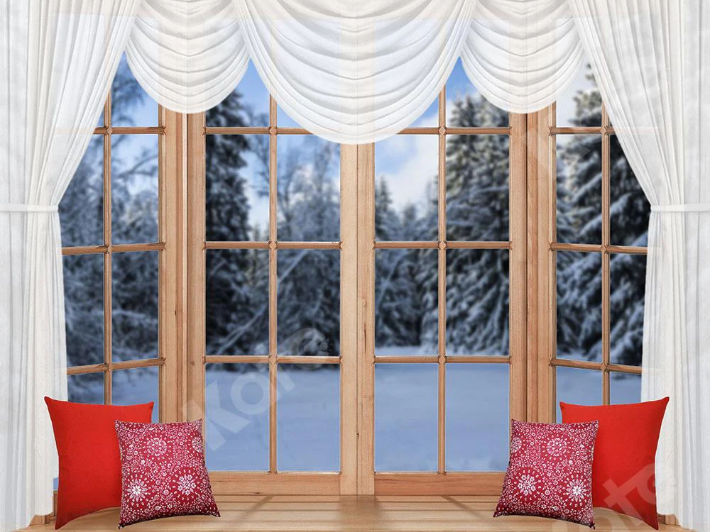 Kate Winter Window Snow Forest Scene Designed by Chain Photography