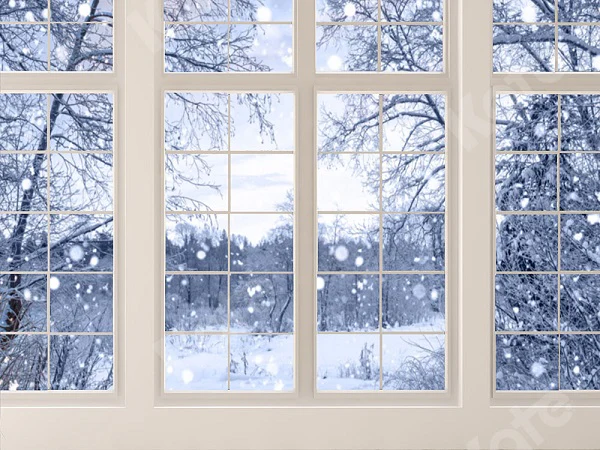 Kate Window Backdrop Winter Snow Garden Designed by Emetselch - Image 2