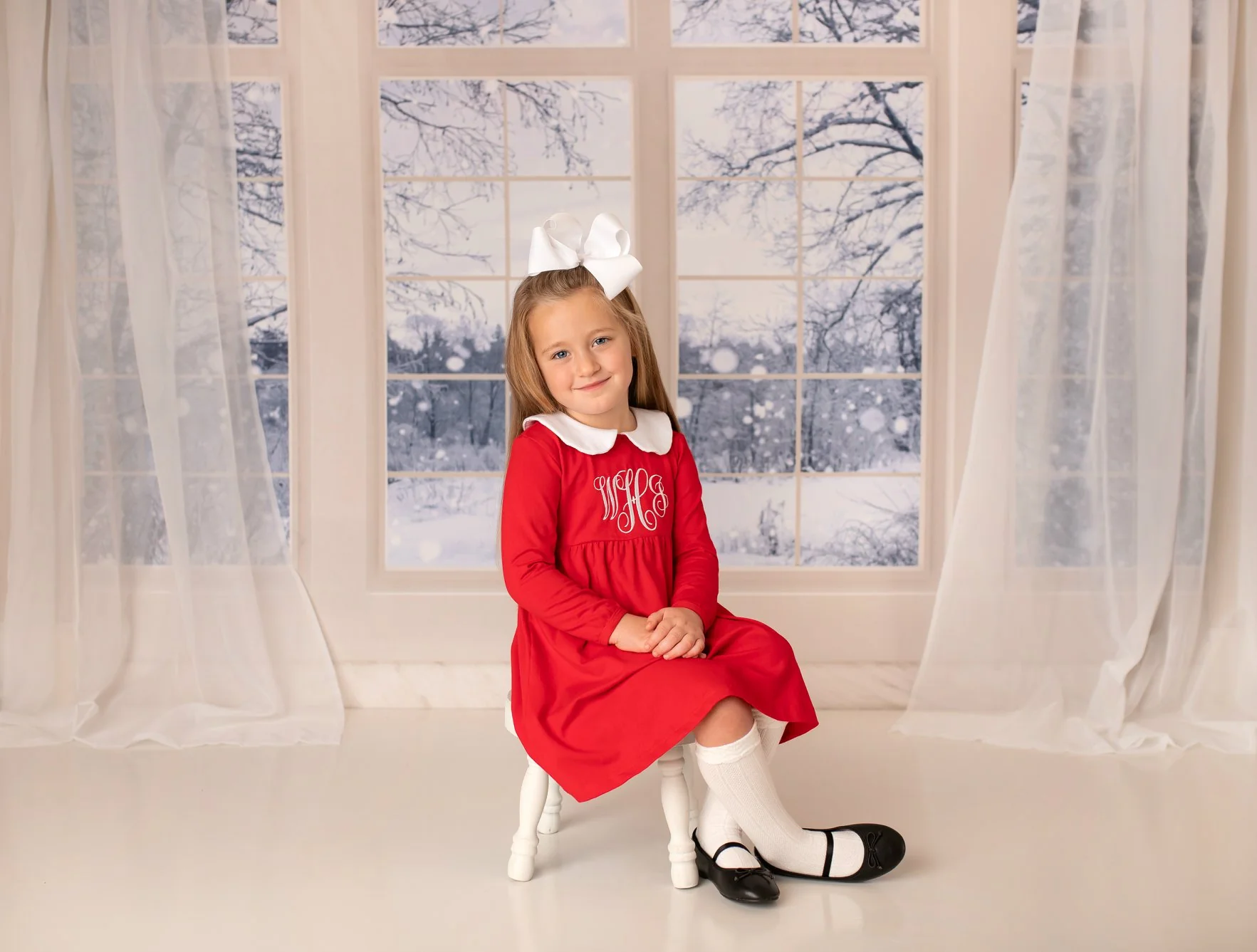 Kate Window Backdrop Winter Snow Garden Designed by Emetselch - Image 3