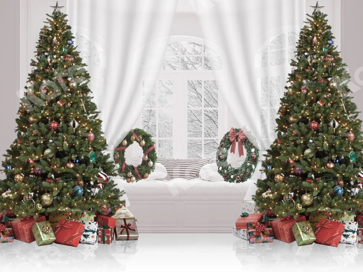 Kate Christmas Backdrop Window Trees Designed By JS Photography