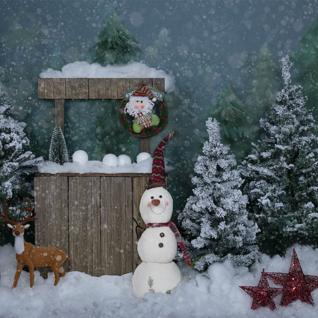 Kate Winter Christmas Backdrop with Snowman for Portrait Designed by Jia Chan Photography - Image 5