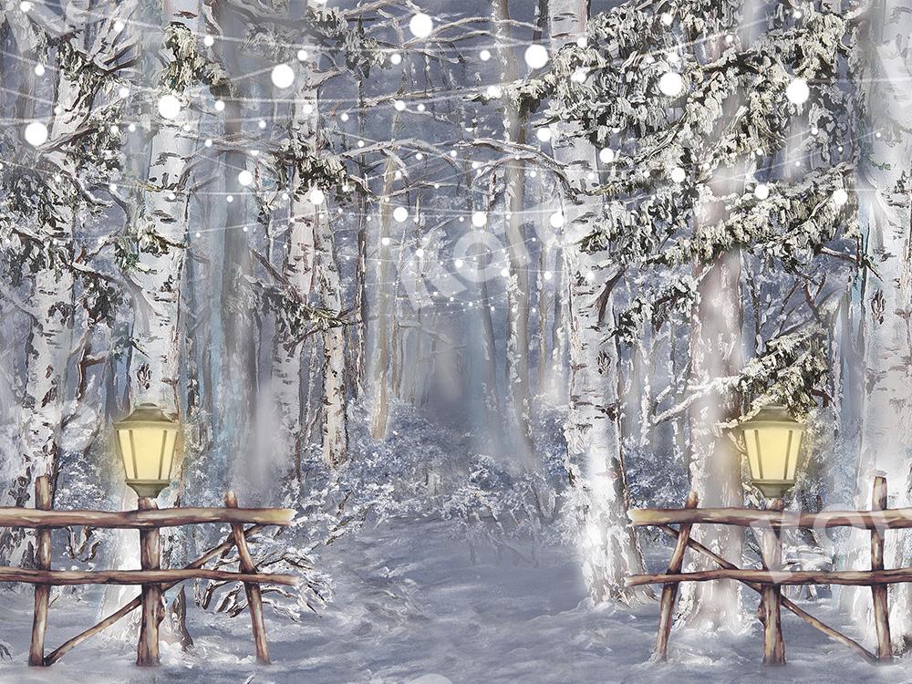 Kate Fine Art Backdrop Winter Snow Forest With Lights Designed by GQ - Image 2