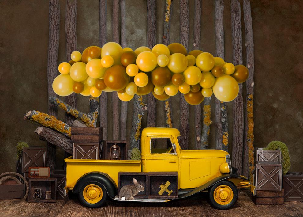 Kate Cake Smash Yellow Balloon Truck Backdrop Designed by Mini MakeBelieve - Image 2