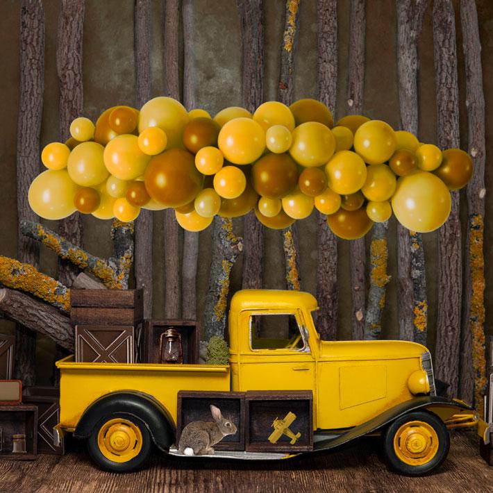 Kate Cake Smash Yellow Balloon Truck Backdrop Designed by Mini MakeBelieve - Image 4